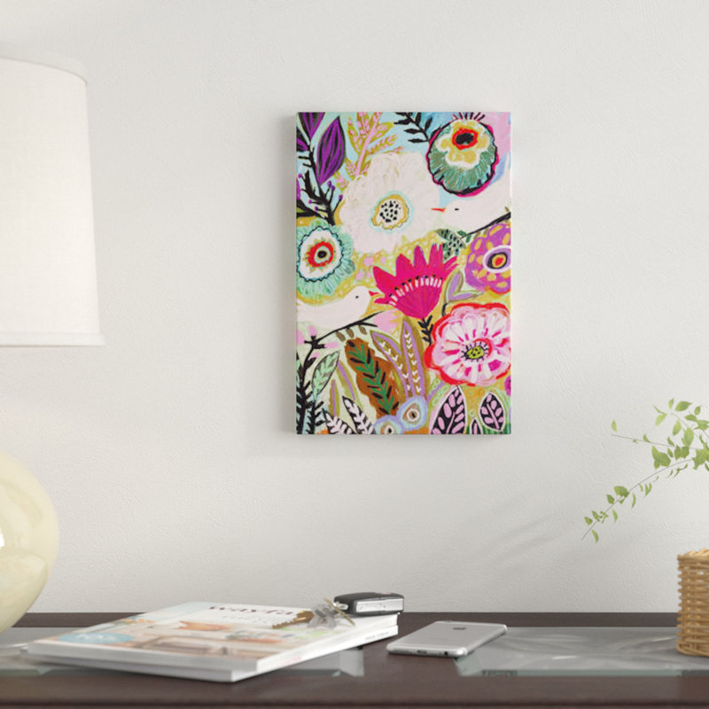 « jardin oiseaux i », impression sur toile, H 40 po x l 26 po x P 1,5 po, Toile tendue, Pas de tapis