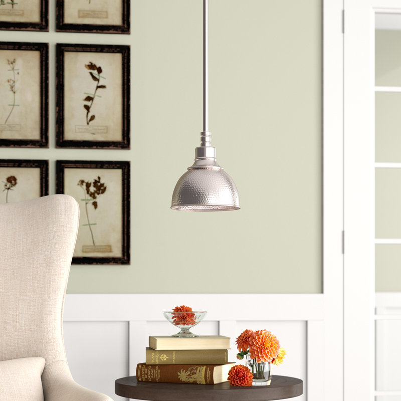 Luminaire suspendu en forme de dôme à 1 lumière Miramar, Nickel antique