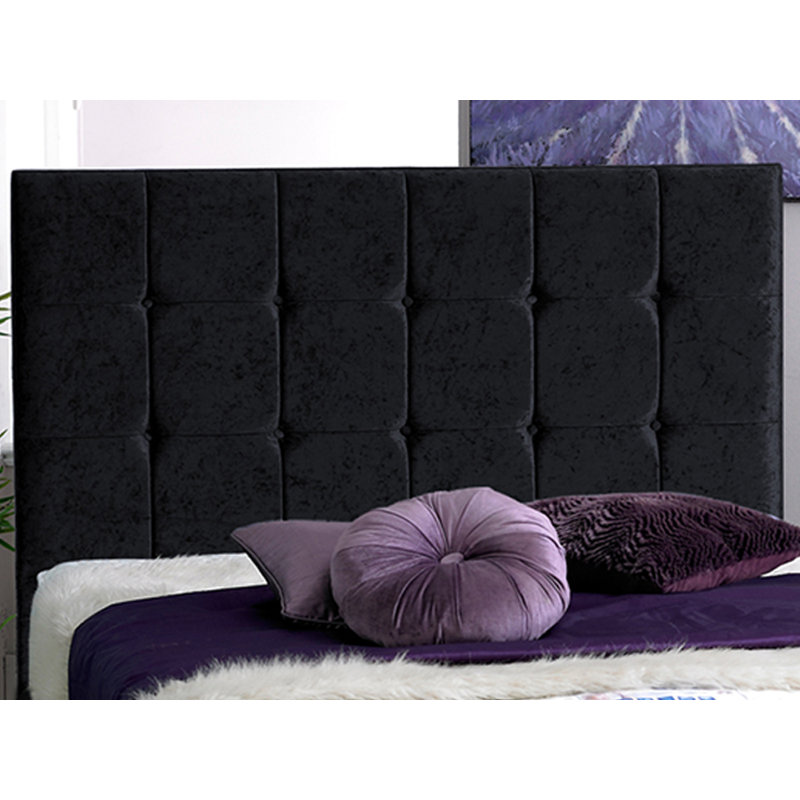 Margaux Upholstered Bed, Single (3'), Black Crush Velvet
