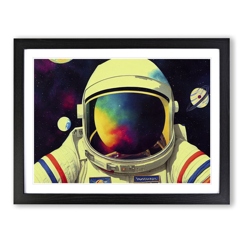 Colourful Astronaut Vol.2 - Framed Print, 46cm H x 64cm W x 2cm D, Black