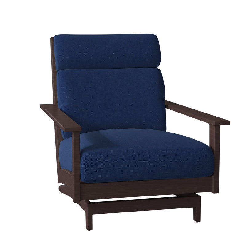 Chaise longue d'extérieur Kennebunkport, Pas de passepoil + bourre standard, Lin indigo, Chêne