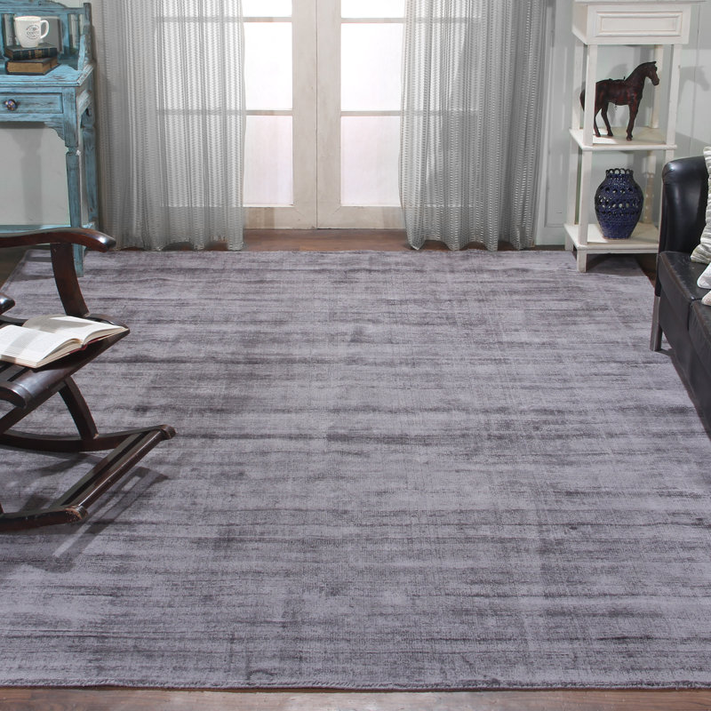 Tapis argenté fait à la main, Rectangle de 9 pi x 12 pi
