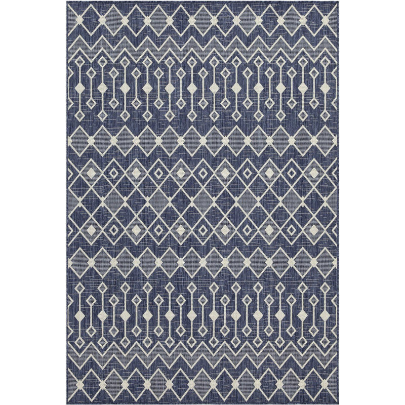 Polypropylene Area Rug - 2 Ft. 7 In. X 3 Blue Sunshine Collection Stain For Indoor/outdoor (patio, Deck, Living Room