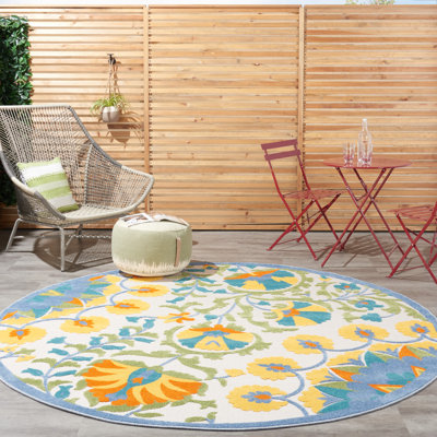 Adalia Floral Green/Yellow/Blue Indoor/Outdoor Area Rug