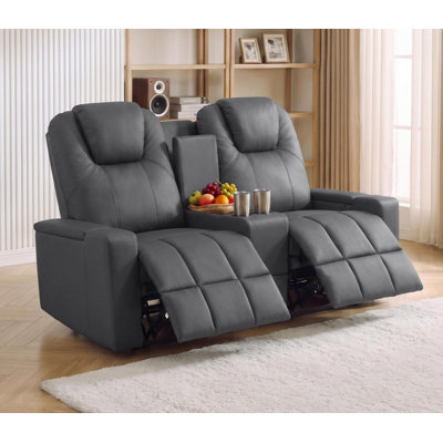 Fauteuil inclinable manuel avec porte-gobelets, port USB, causeuse inclinable avec console, tiroir et accoudoirs