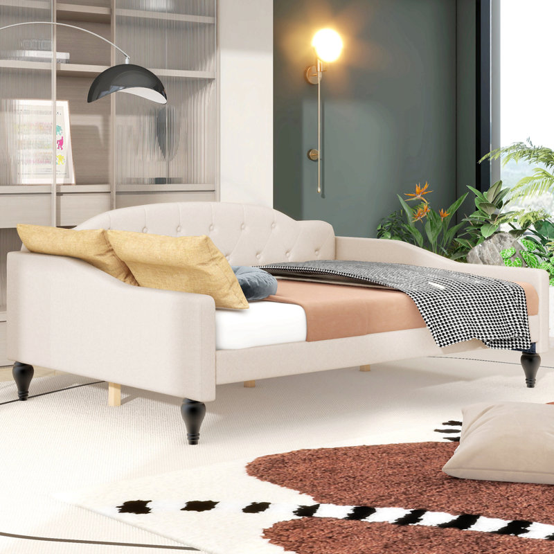 Lit de jour double capitonné capitonné, beige