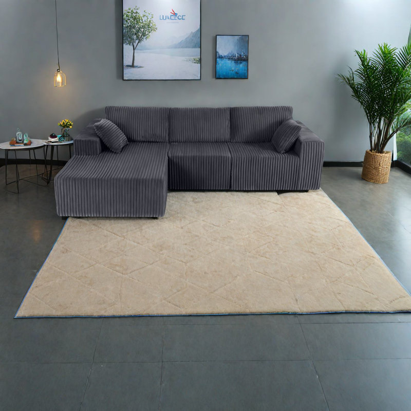 Modulaires spacieux et modulaires, revêtement en mousse grise, forme en L moderne pour le salon
