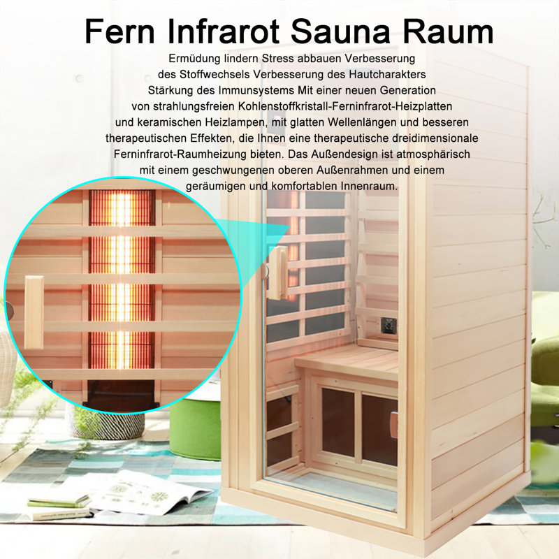 Marlow Home Co. Alayana 1 - Person Bluetooth Compatible FAR Infrared Sauna with Remote Control in Hemlock