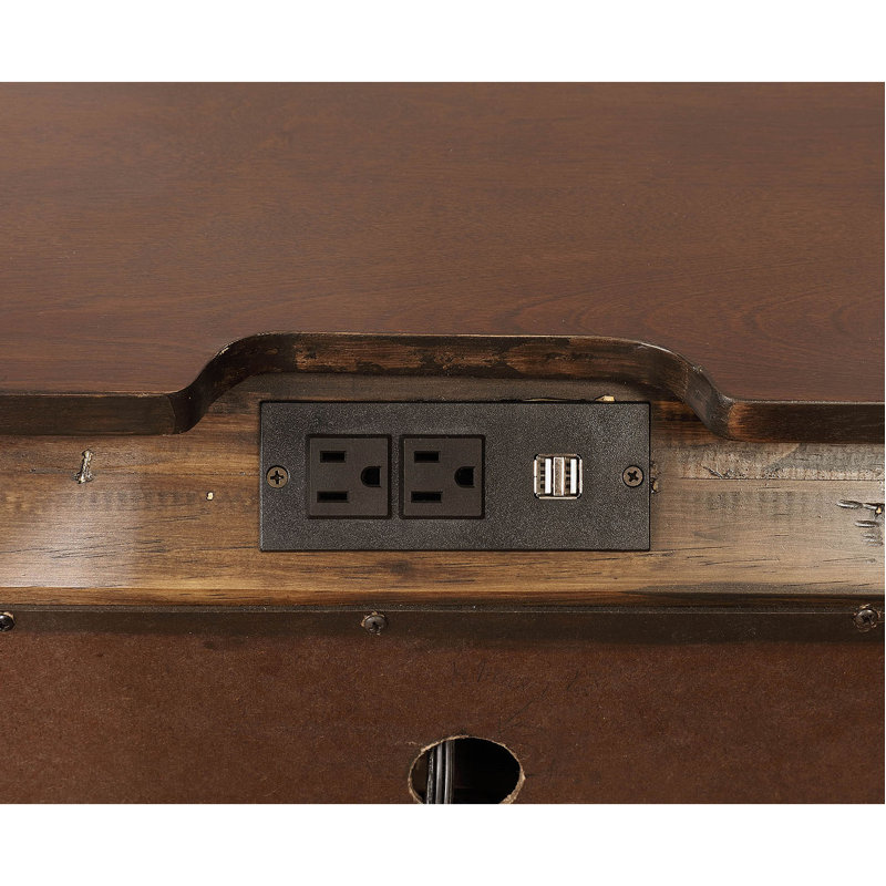 Table de chevet 3 tiroirs avec prise USB et prise de courant