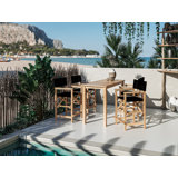 Capetown Counter Height Teak Outdoor Dining Set In Blue