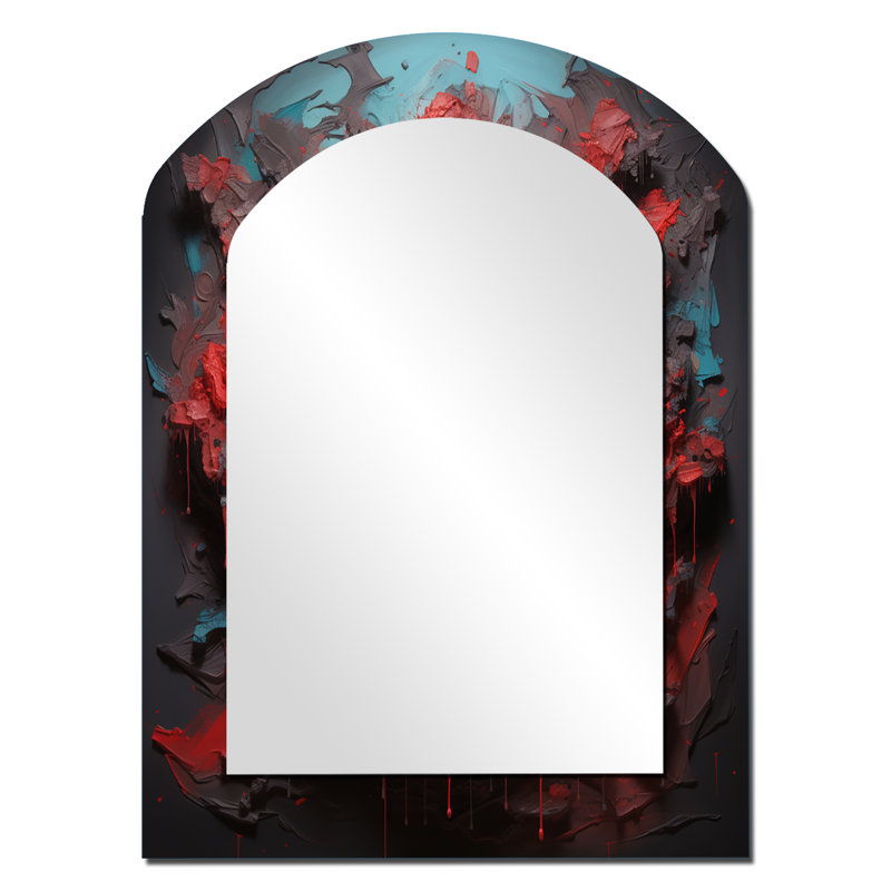 Rouge Crypto monnaie II de Bitcoin - miroir asymétrique de Bitcoin, miroir mural décoratif Red Arch, impression sur métal