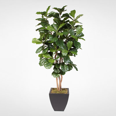 Faux Fiddle Leaf Fig Tree in Metal Planter