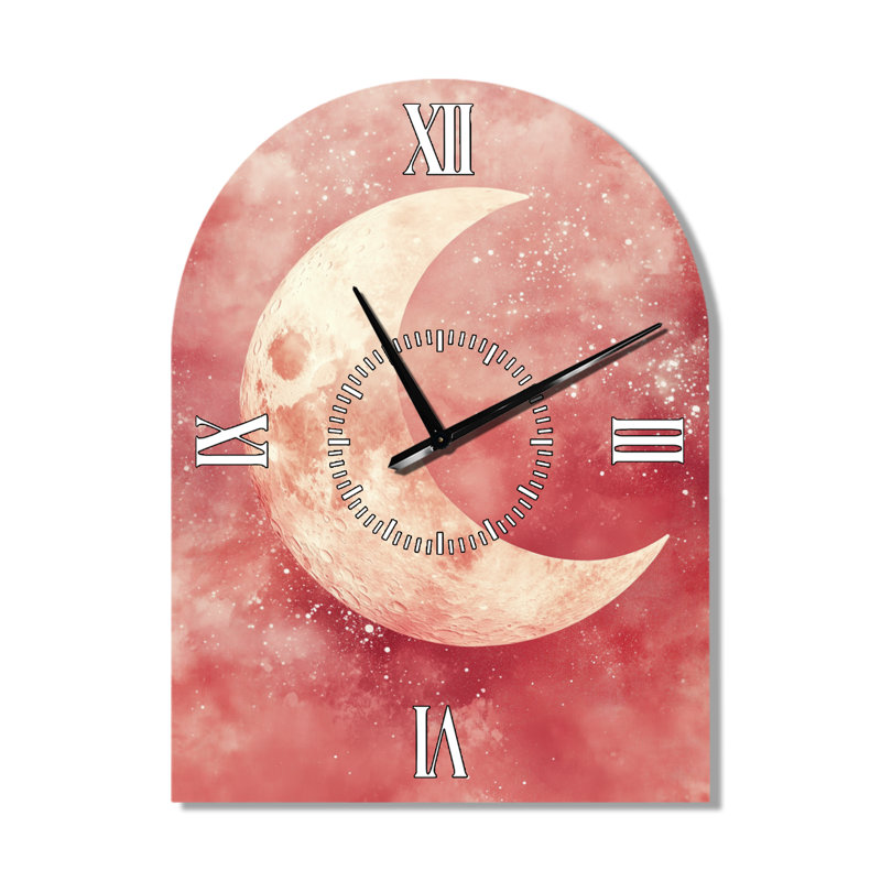 Blush Celestial Glow II - Ivory Boho Arch Wall Clock, 31" H x 23" W - Arch