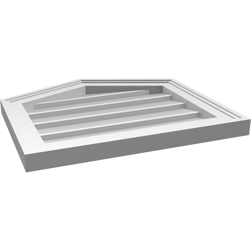 Peaked Top Surface Mount Signature Urethane Non-Functional Gable Vent 5/12 Pitch Primed Tan, 18" H x 20" W x 1.5" D