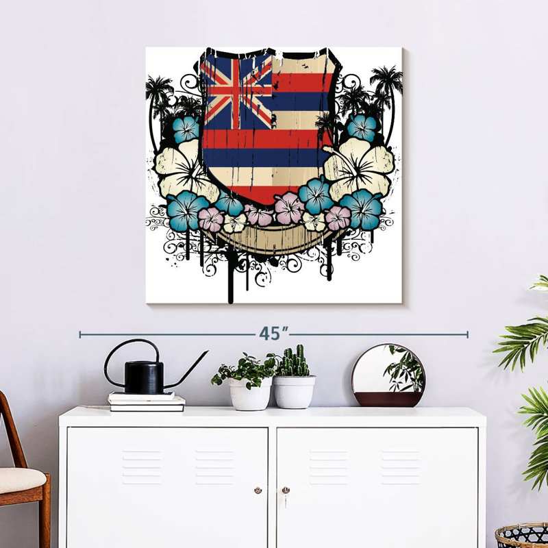 Drapeau floral d'Hawaï, H 30 po x l 30 po