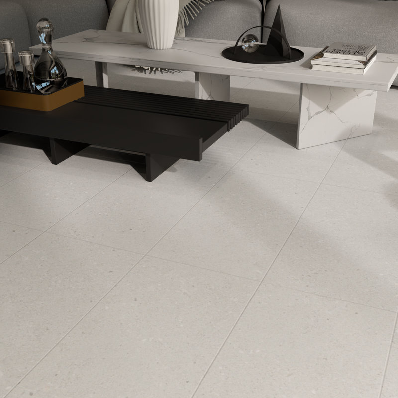 Andaz 12" x 24" Terrazzo Look Porcelain Floor & Wall Tile, Ivory Off-White