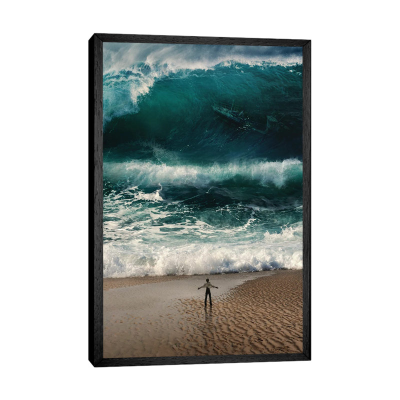 Tsunami Attack by Ruvim Noga - Gallery-Wrapped Canvas Giclée on Canvas, 66.04 cm H x 45.72 cm W, Black Framed