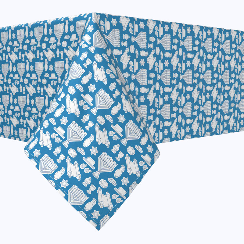 Geometric Hanukkah Tablecloth, 104" x 60", Kiddush Celebration