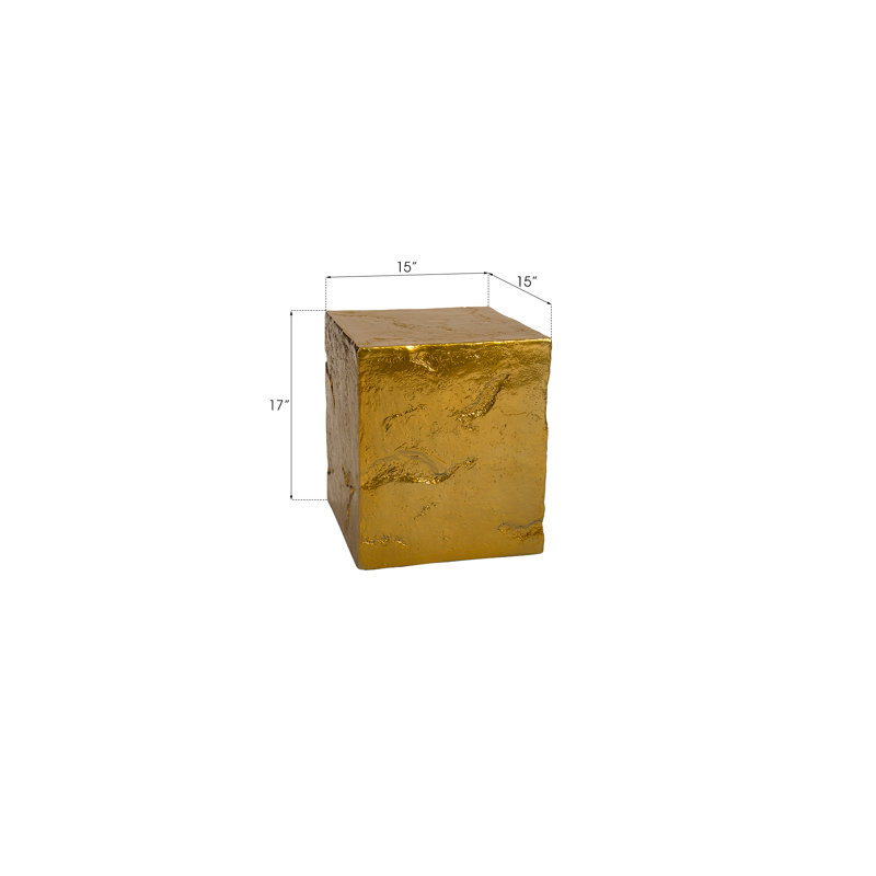Outdoor Pedestal Sculpture, Liquid Gold, 17" H x 15" W x 15" D