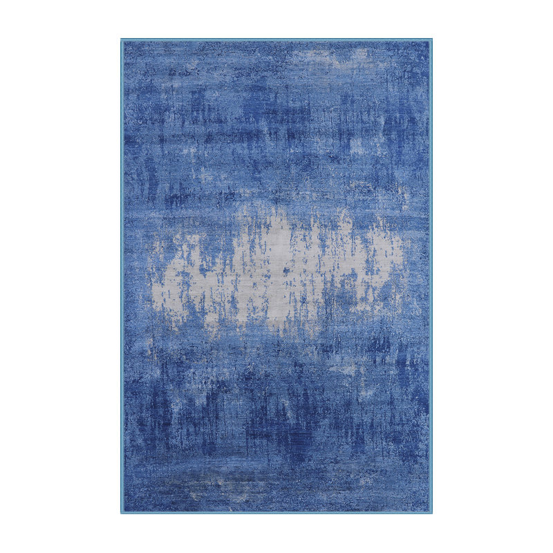 Tapis bleu / gris à motif abstrait Bronxville, Rectangle 6 pi x 9 pi