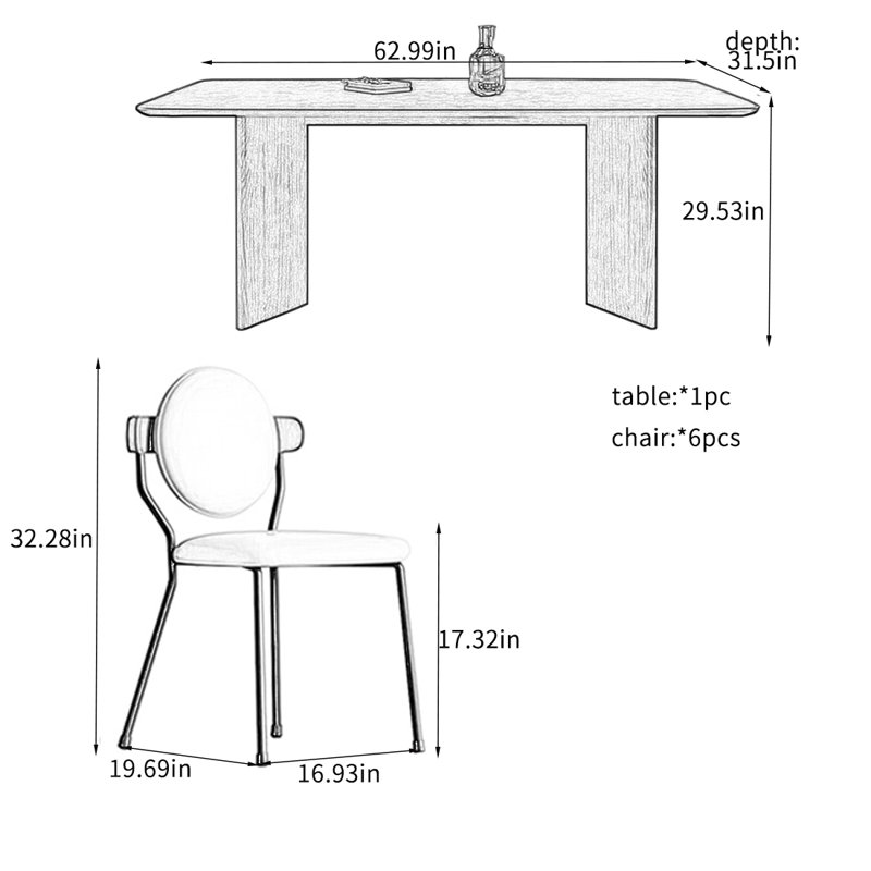 Ensembles de table à manger en ardoise vintage de qualité supérieure., H 29,53 po x L 62,99 po x l 31,5 po