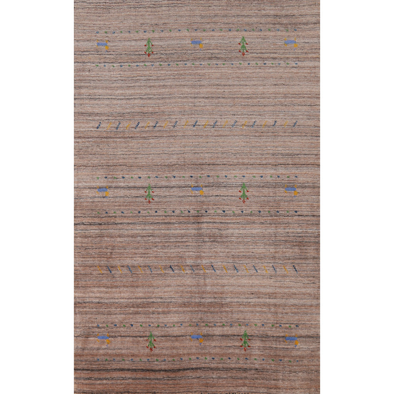 Tapis rayé brun Gabbeh 3 x 5