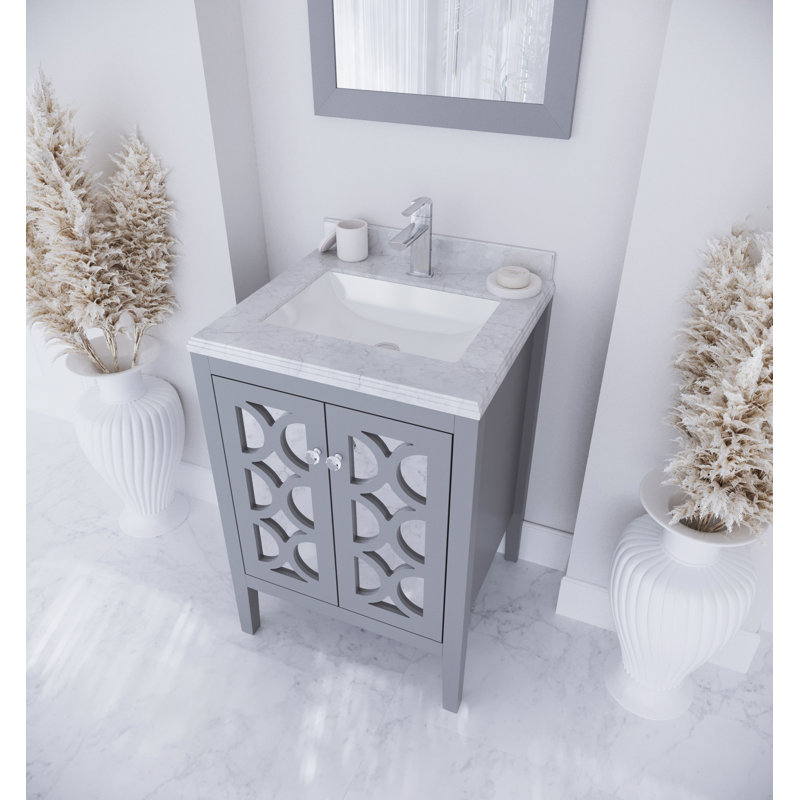 Ensemble de meuble-lavabo simple 24 po Caballero, Gris, Carrera blanche