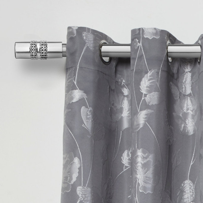 Diamante Chrome Stainless Steel Adjustable 120cm to 210cm 2cm Single Curtain Pole, 1.6 - 3m, Chrome