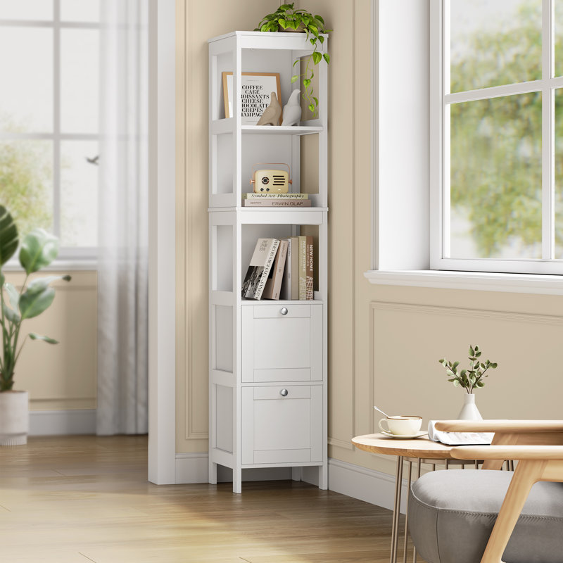 Armoire à linge autoportante Oxfordshire, Blanc / argenté, 55,9 po x l 12 po x P 12 po
