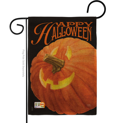 Drapeau de jardin à double face 18,5 po x po breeze décoration g162057-db jack o lantern en toile jute automne