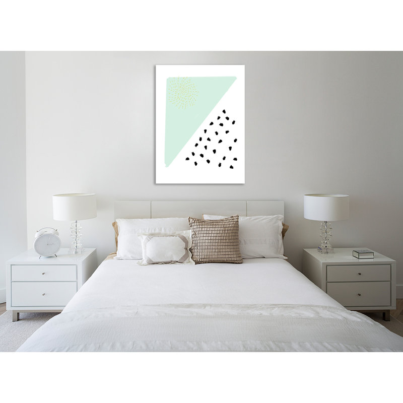 "Mint and Gold Abstract", toile tendue par Leah Straatsma, H 32 po x l 24 po x P 1,5 po
