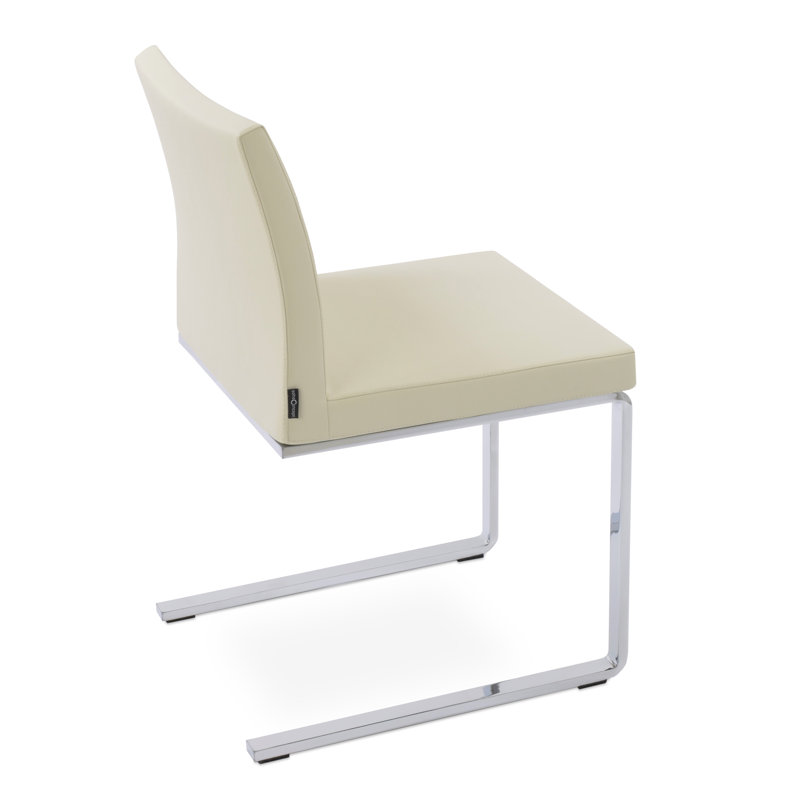 Aria Flat Side Chair, Cream Faux Leather