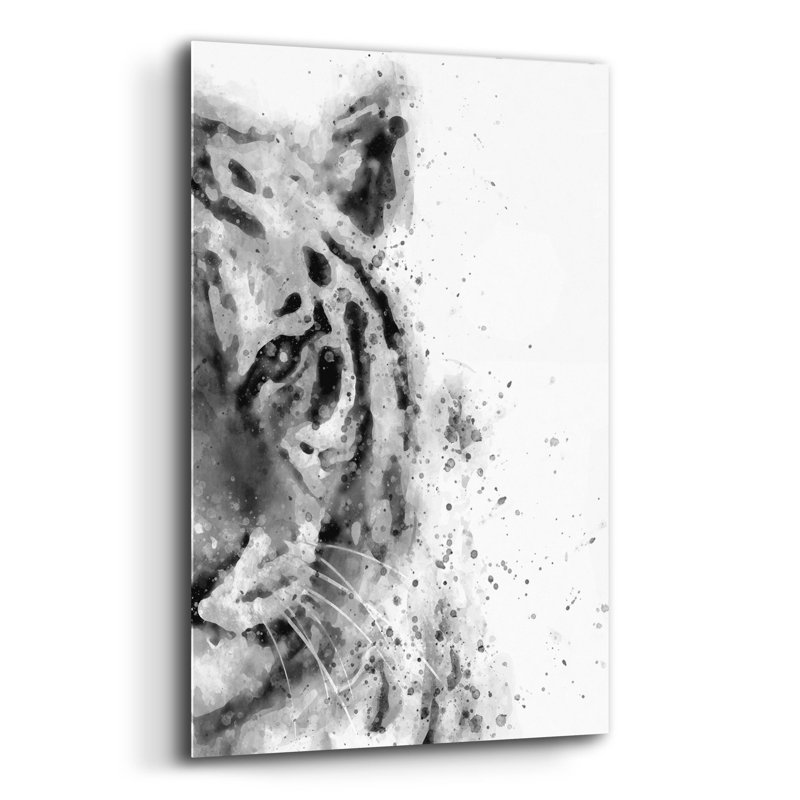  «Tiger At Attention» par Brandon Wong, art mural en verre acrylique, 12 po x 16 po