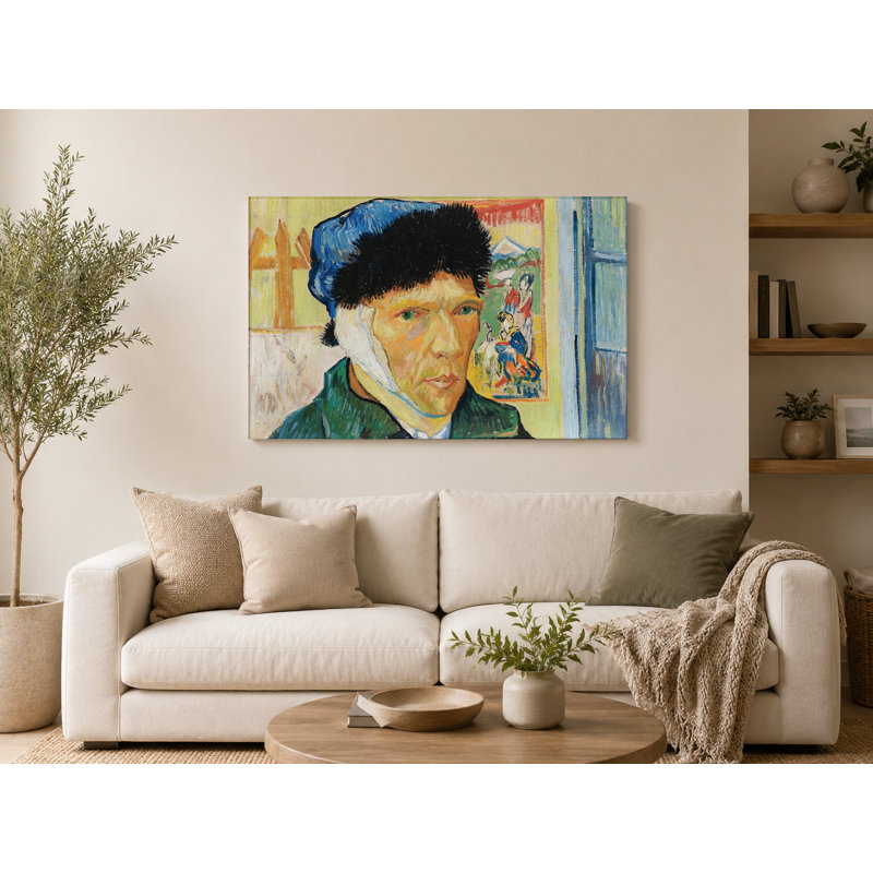 Autoportrait avec oreille bandée (1889) - Art mural sur toile paysage, 30" W x 20" H