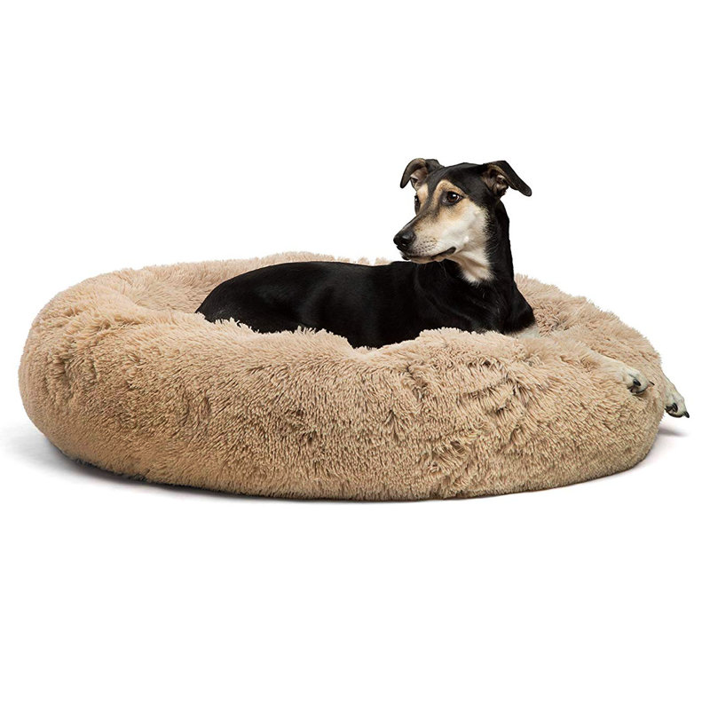 Lit pour animaux en fausse fourrure Tucker Murphy Pet ™, Tapis à poil long taupe, Grand (l 36 po x P 36 po x H 9 po)