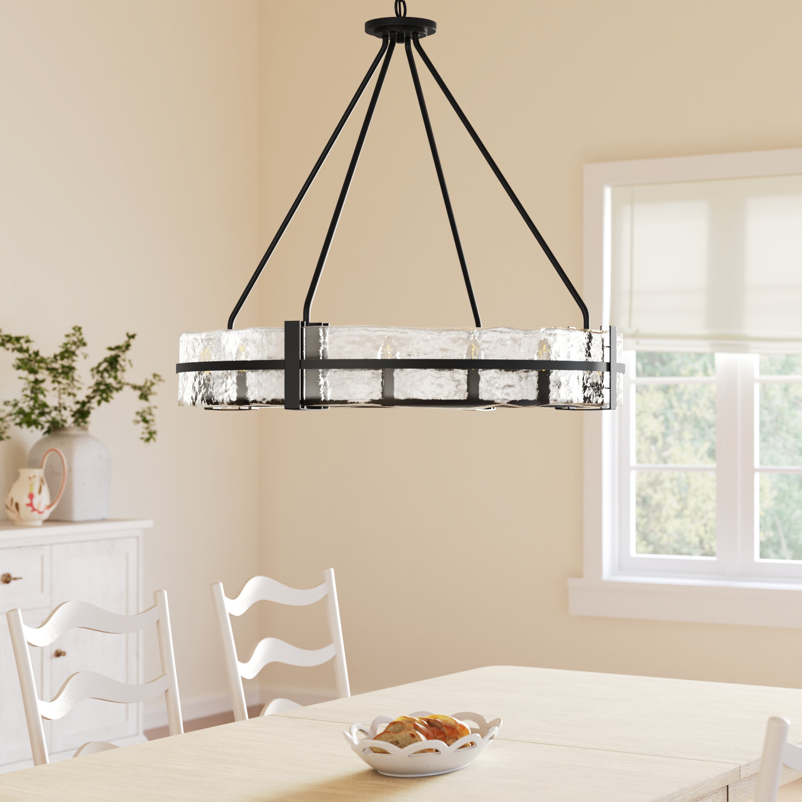Brisa Dimmable Drum Chandelier, 12 Light Pendant