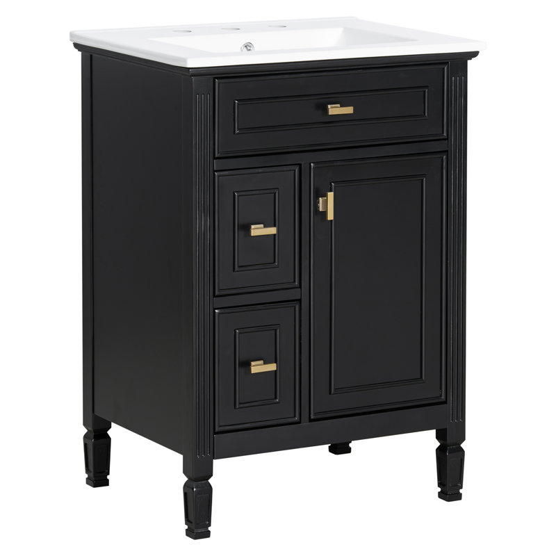 Meuble-lavabo 24 po avec lavabo, Noir
