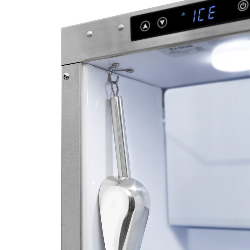 ZLINE Autograph 15 in. Touchstone Clear Cube Ice Maker with Solid Steel Door & Bronze Helix Handle, Polished Nickel