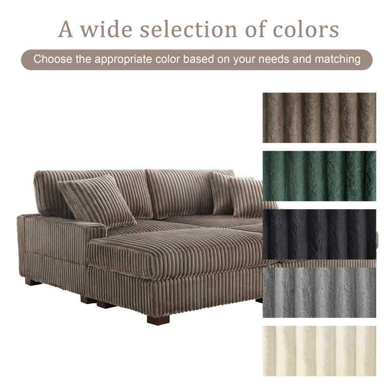 4 Seater Sectional, Light Brown Polyester/Foam Padding