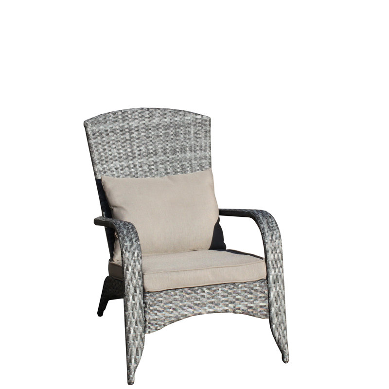 Patio Chair With Grey Cushions, Water Fabric Outdoor Easy Assembly Required