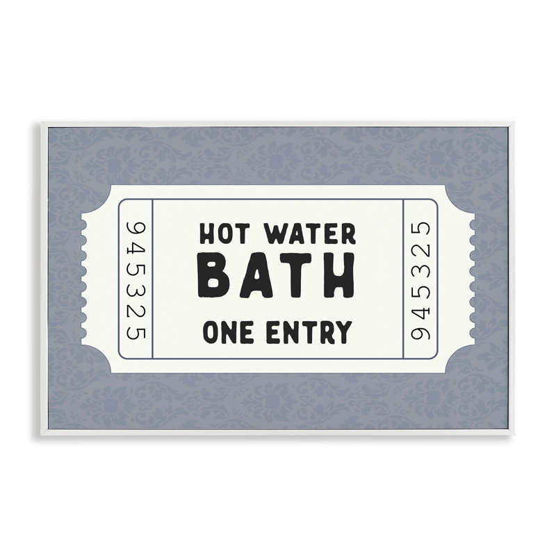Retro Bathroom Ticket Framed Giclee, design by Lettered and Lined, 12" H x 18" W, Coastal White Framed Giclee
