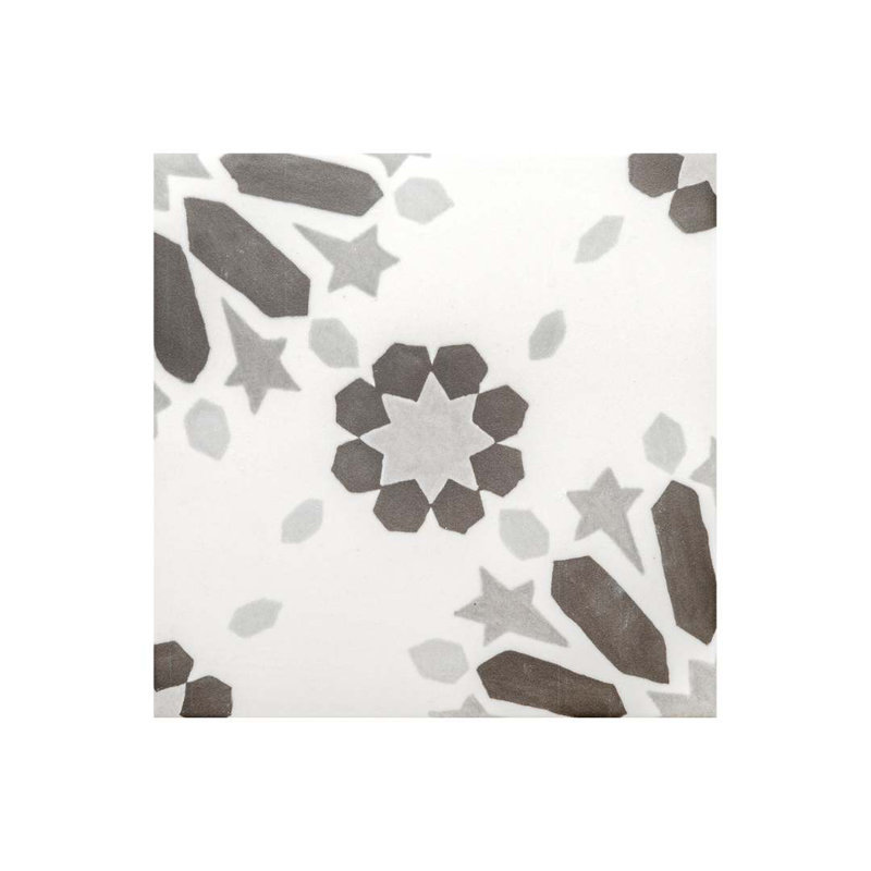 Dahlia 6" x 6" Patterned Matte Porcelain Tile, Noir