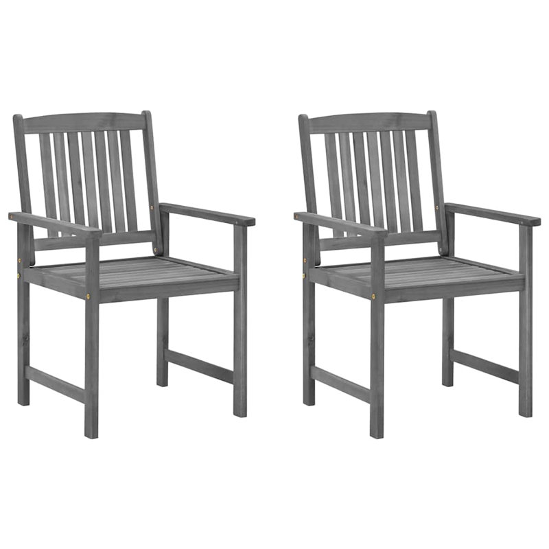 vidaXL Patio Chairs with Cushions 2 pcs Gray Solid Acacia Wood, Red, Gray/Light Gray