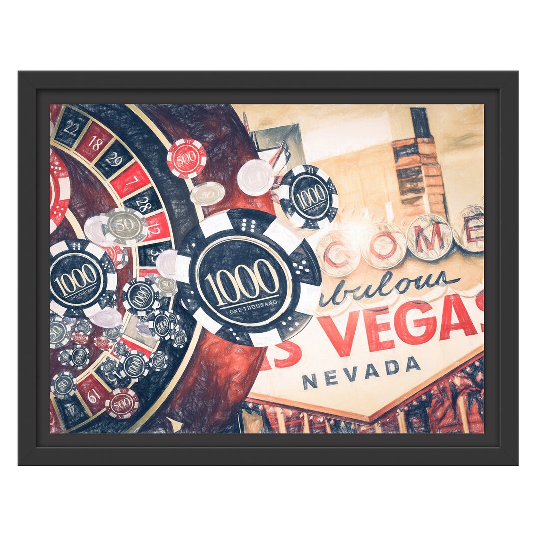 Gerahmtes Wandbild Las Vegas Casino Roulette