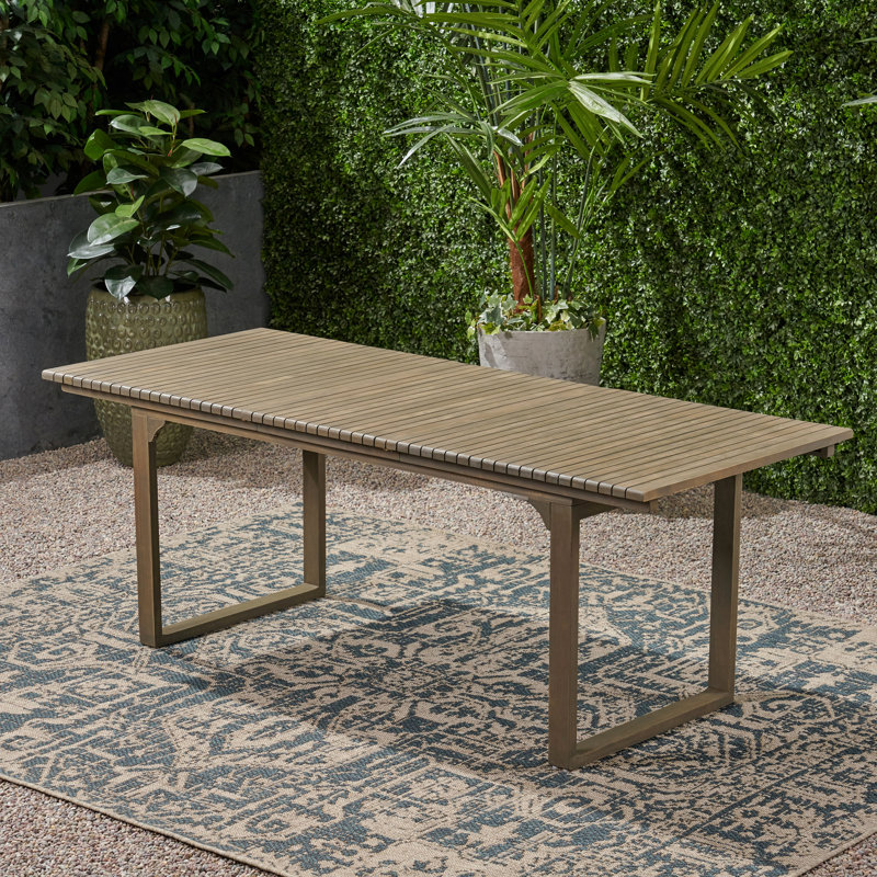 Table de salle à manger d'extérieur extensible en bois d'acacia, gris