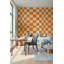 Papier peint à carreaux, décoration murale amovible géométrique orange