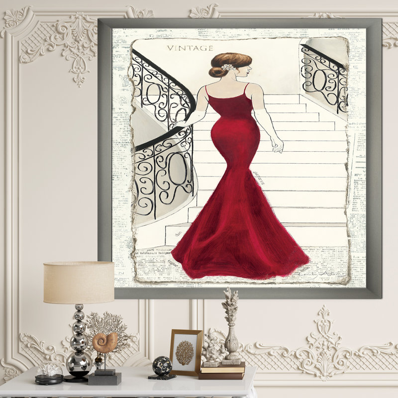 «Elegance Glam Paris Diva III», reproduction d'art sur toile, H 40 po x l 30 po x P 1,5 po, Cadre argenté