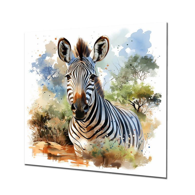 Zèbre, savane, art mural, H 16 po x l 16 po x P 1 po