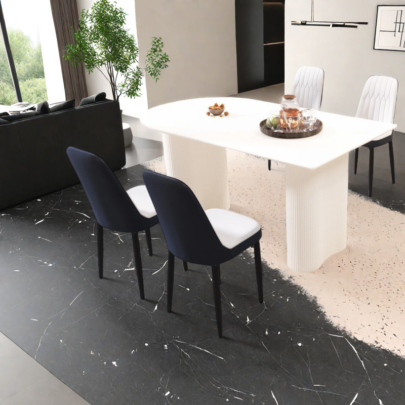 Ensembles de table de salle à manger en MDF moderne avec chaises en polyuréthane crème pour la maison et la cuisine