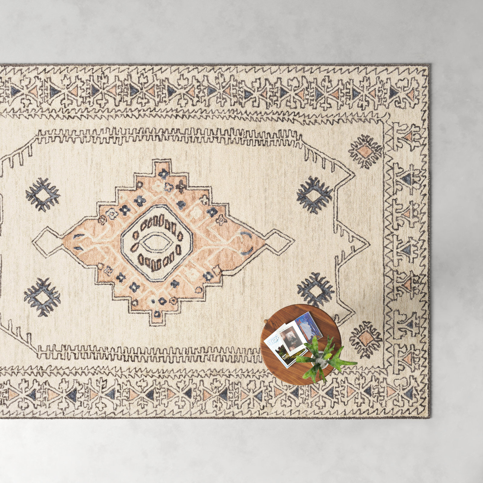 Moore Handmade Wool Beige/Ivory/Gray Rug, Rectangle 8' x 10'